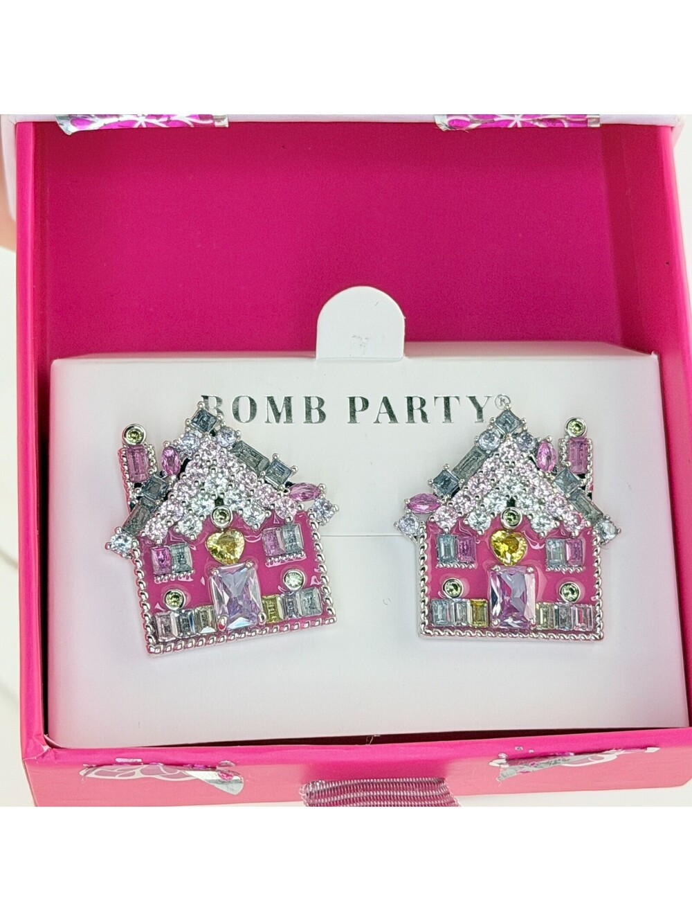 Bomb Party Holiday Statements Earrings RBP5834 "Candyhouse Delight" RETRO